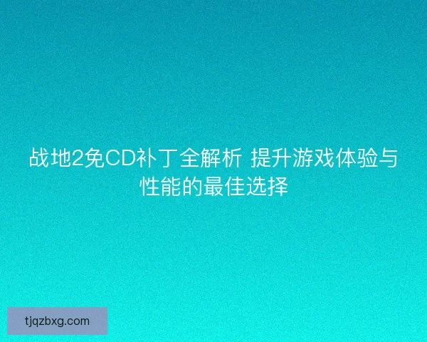 战地2免CD补丁全解析 提升游戏体验与性能的最佳选择