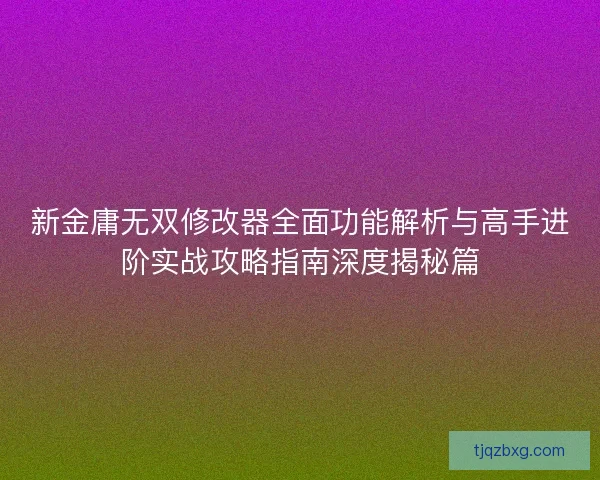 新金庸无双修改器全面功能解析与高手进阶实战攻略指南深度揭秘篇